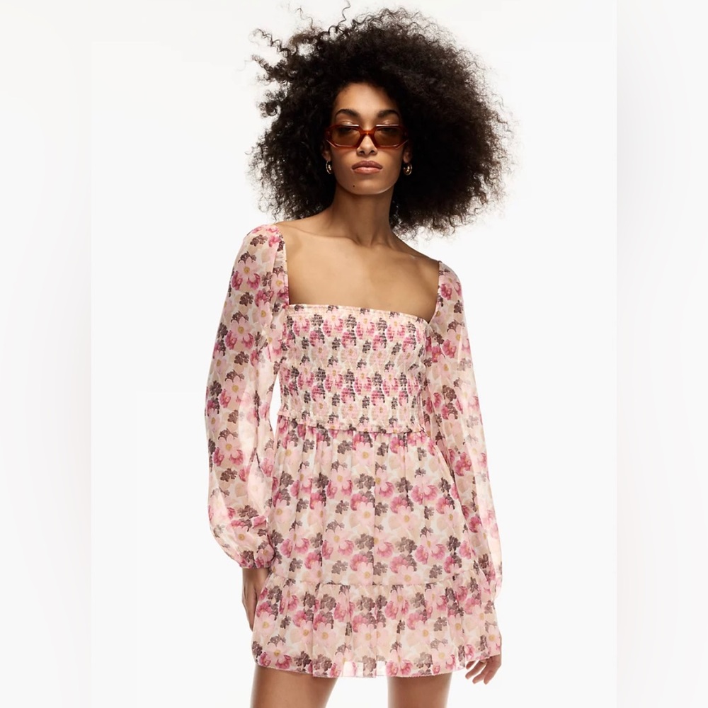 Aritzia Wilfred Tempest Mini Floral Bohemian Formal Wedding Guest Dress Sz XS